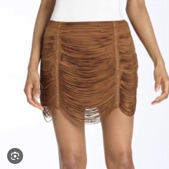 Haute Hippie Suede Fringe Mini Skirt - Picture 4 of 9